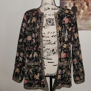 Floral Embroidered Black Jacket
